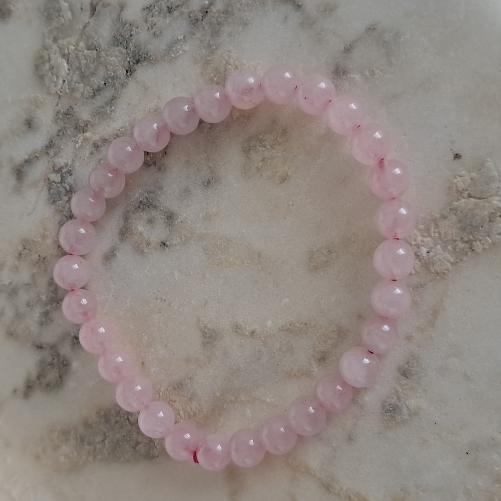 Rose Quartz Natural Crystal 6MM Stone Stretchy Bracelet. - Picture 2 of 4